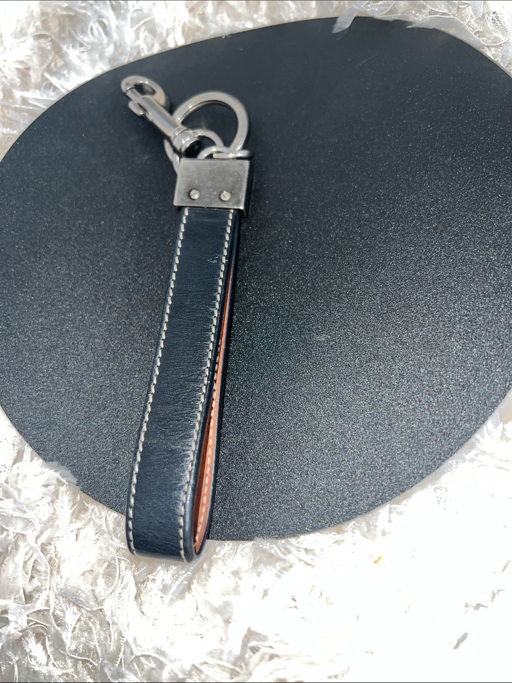Burberry Black and Brown Leather Key Fob Strap - Designer Style - Picture 7 of 9